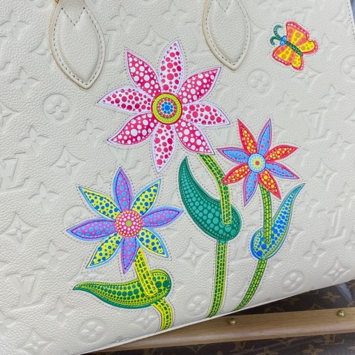 LV x YK OnTheGo MM with Flower Marquetry M46416 White - Image 5