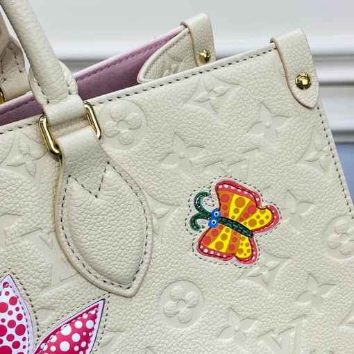 LV x YK OnTheGo MM with Flower Marquetry M46416 White - Image 6