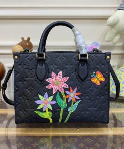 LV x YK OnTheGo PM with Flower Marquetry M21732 Black