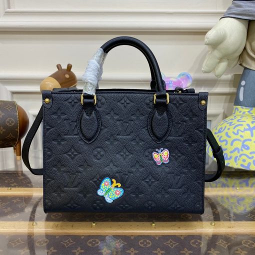 LV x YK OnTheGo PM with Flower Marquetry M21732 Black - Image 2