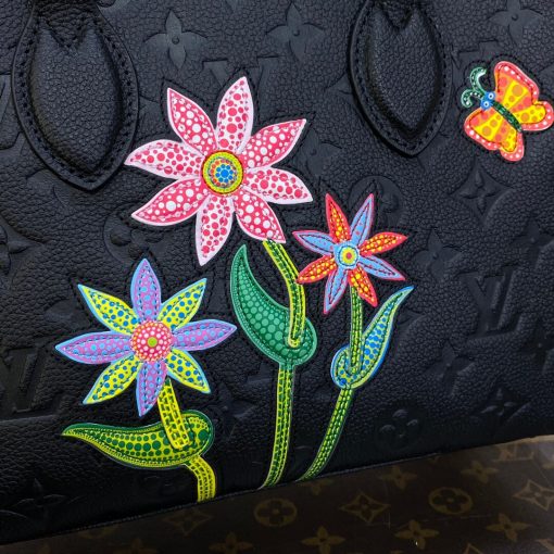 LV x YK OnTheGo PM with Flower Marquetry M21732 Black - Image 5