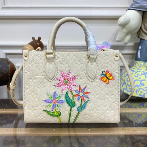 LV x YK OnTheGo PM with Flower Marquetry M21732 White - Image 5