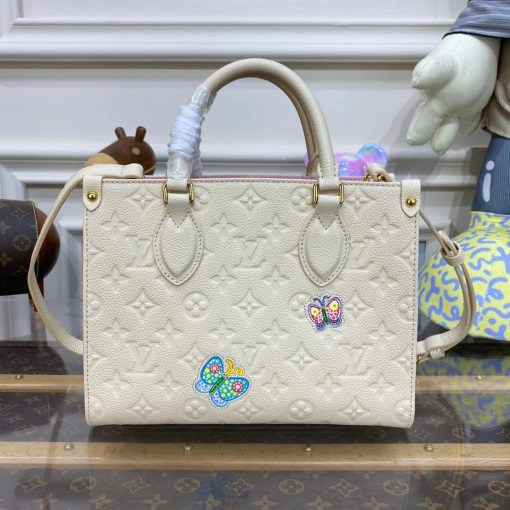 LV x YK OnTheGo PM with Flower Marquetry M21732 White - Image 6