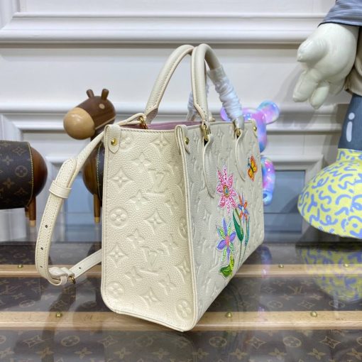 LV x YK OnTheGo PM with Flower Marquetry M21732 White - Image 7