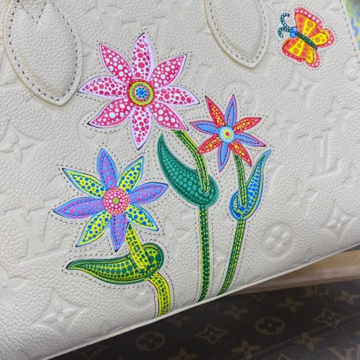 LV x YK OnTheGo PM with Flower Marquetry M21732 White - Image 9