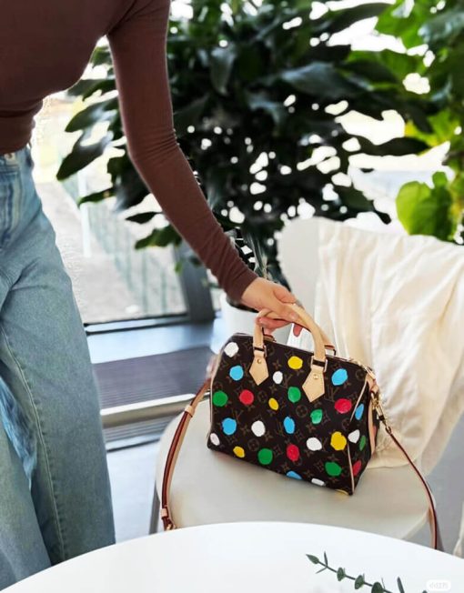 LV x YK Speedy Bandouliere 25 with 3D Painted Dots Print M46433 - Image 5