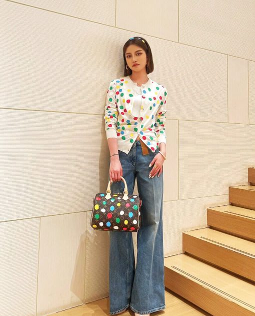 LV x YK Speedy Bandouliere 25 with 3D Painted Dots Print M46433 - Image 6